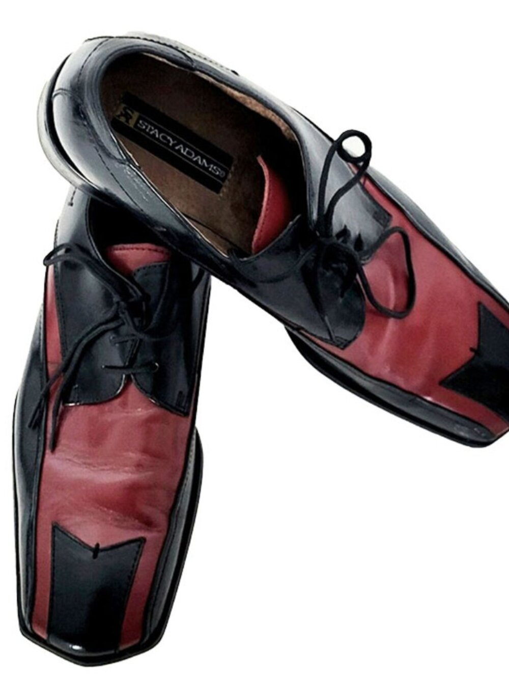 Vintage Stacy Adams Men's Two-Tone Black and Red Leather Oxford Dress Size 9